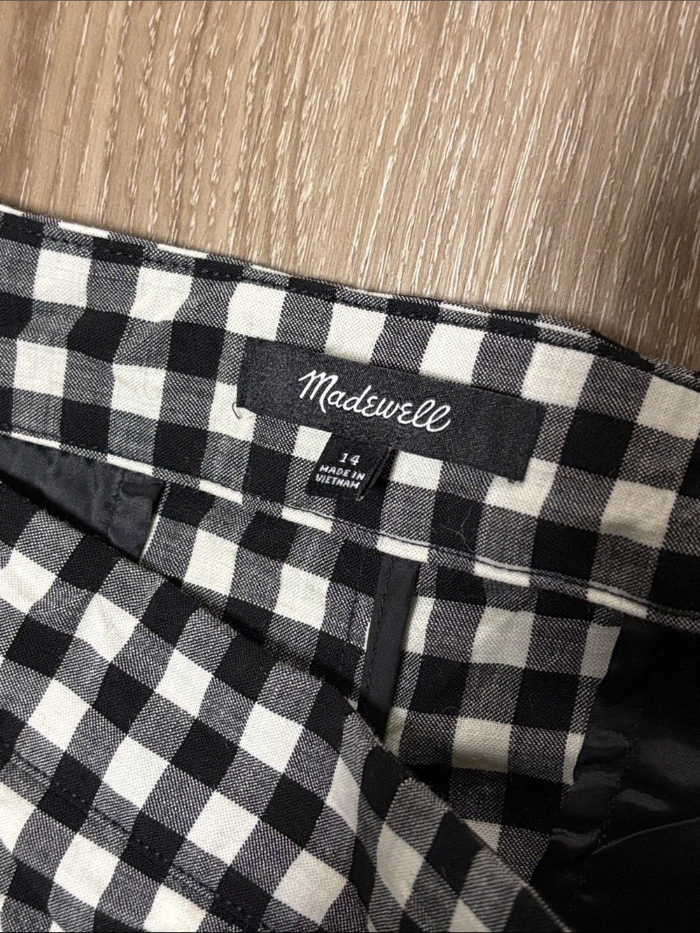 Madewell Mini Gingham Skort Size 14 Black and White Preppy Punk Wool Blend - Picture 2 of 7